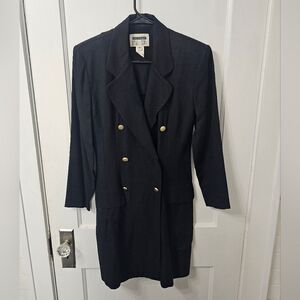 Vintage suit blazer dress, sz 4 with gold buttons and chain in back.